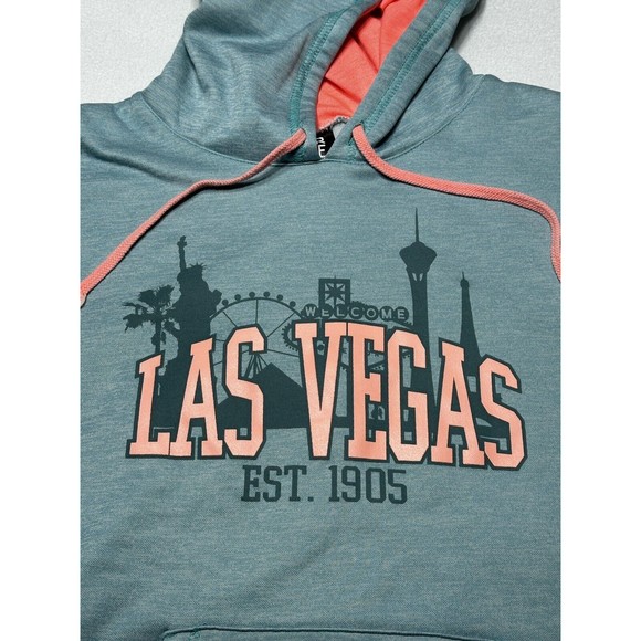 Las Vegas Hoodie Womens Medium Heather Pullover Sweatshirt Fleece Lined - Picture 2 of 14